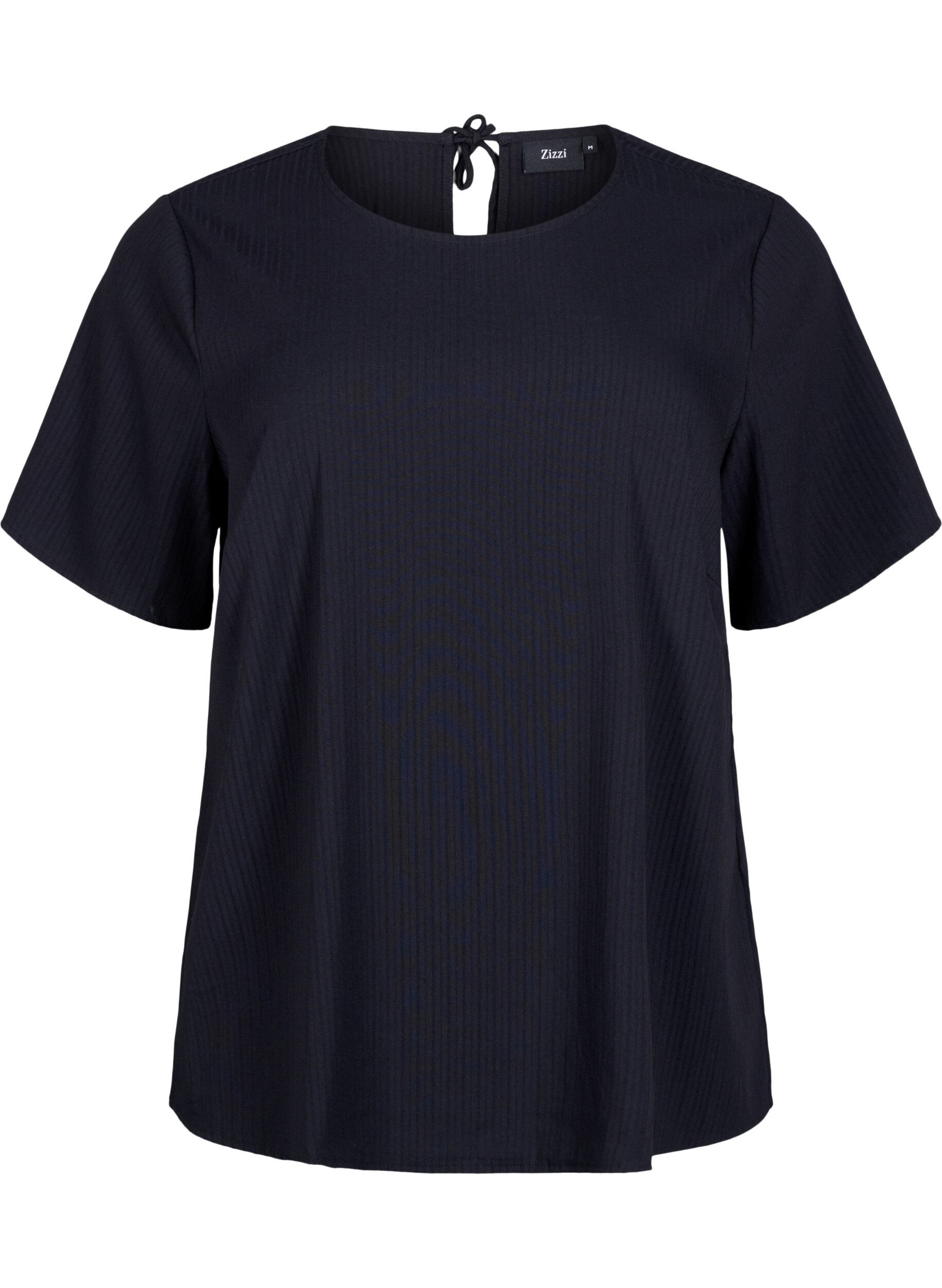 Zizzi Bluzka z wiskozy z kr&oacute;tkim rekawem i wiazaniem, Black, Packshot image number 0