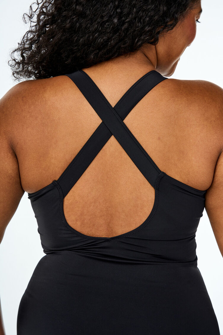 Strój kapielowy ze skrzyzowanymi ramiaczkami, Czarne, Model image number 2