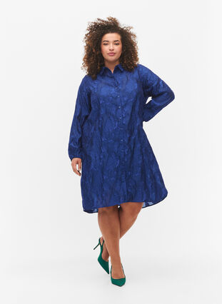 Dluga zakardowa koszula, Mazarine Blue, Model image number 2
