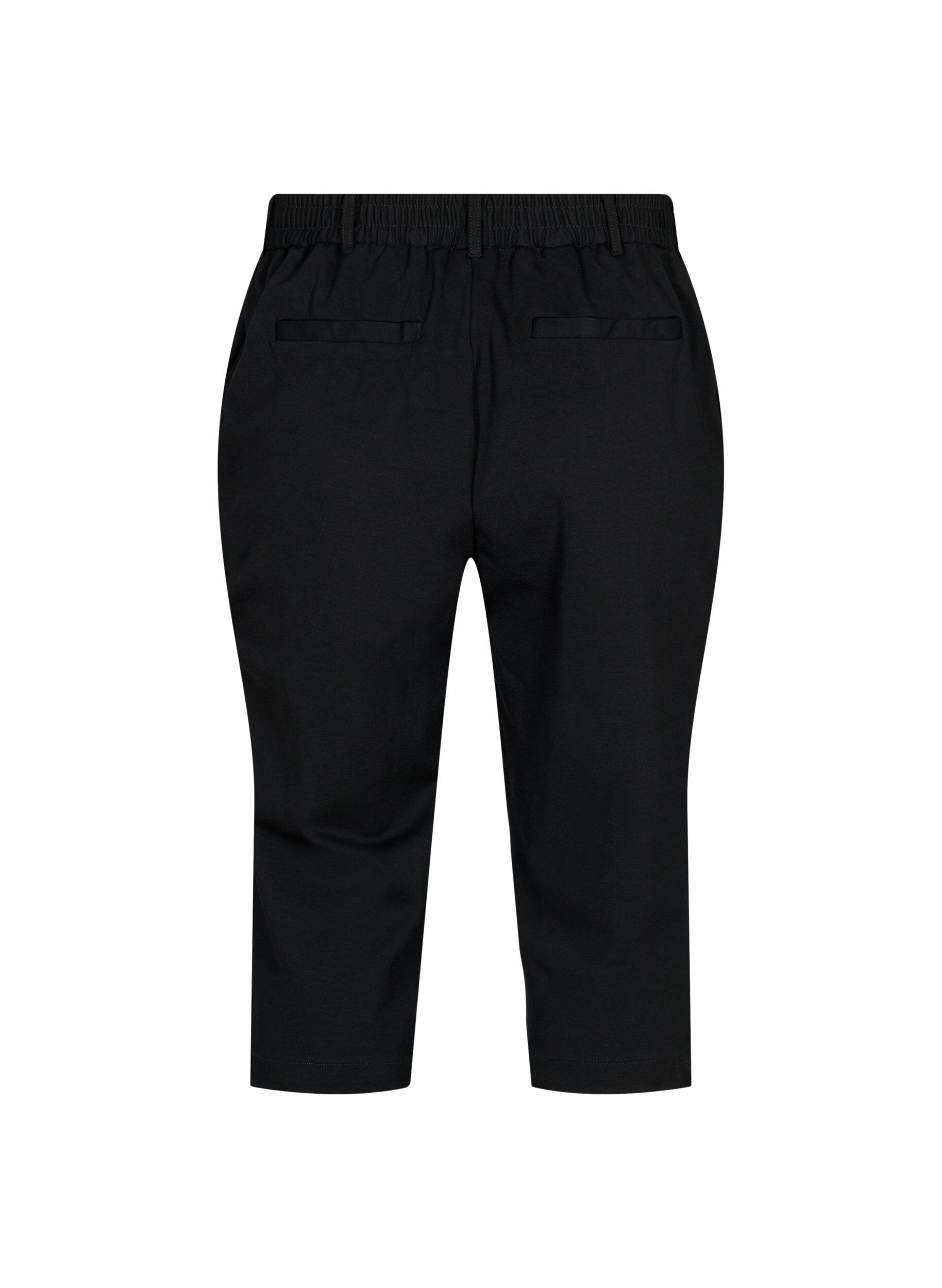 Zizzi Spodnie capri z mieszanki wiskozy, Black, Packshot image number 1