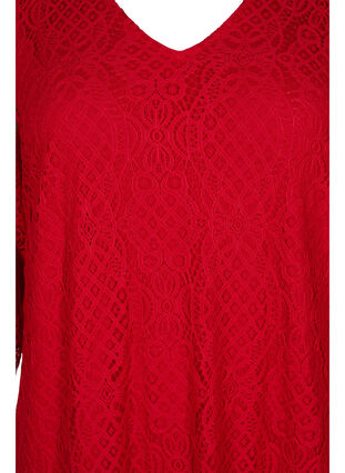 Koronkowa sukienka z rekawem 3/4, Tango Red, Packshot image number 2