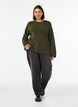 Luzny dzianinowy sweter z widocznymi szwami, Zielony, Model image number 1