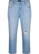 Jeansy Mille typu mom fit z przetarciami, Light Blue, Packshot image number 0