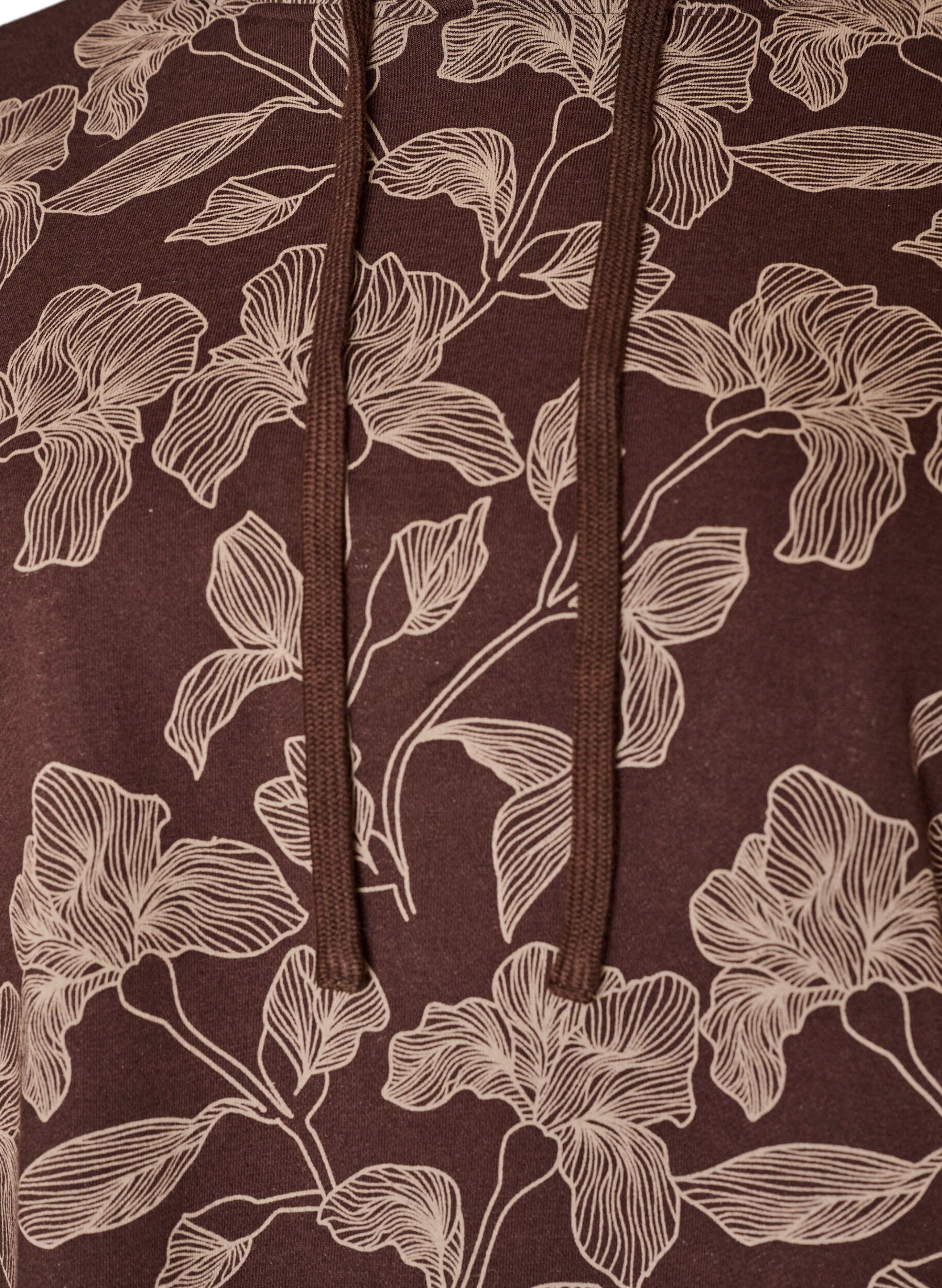 ZizziBluza z kapturem z nadrukiem na calej powierzchni, Brązowy, Packshot image number 2