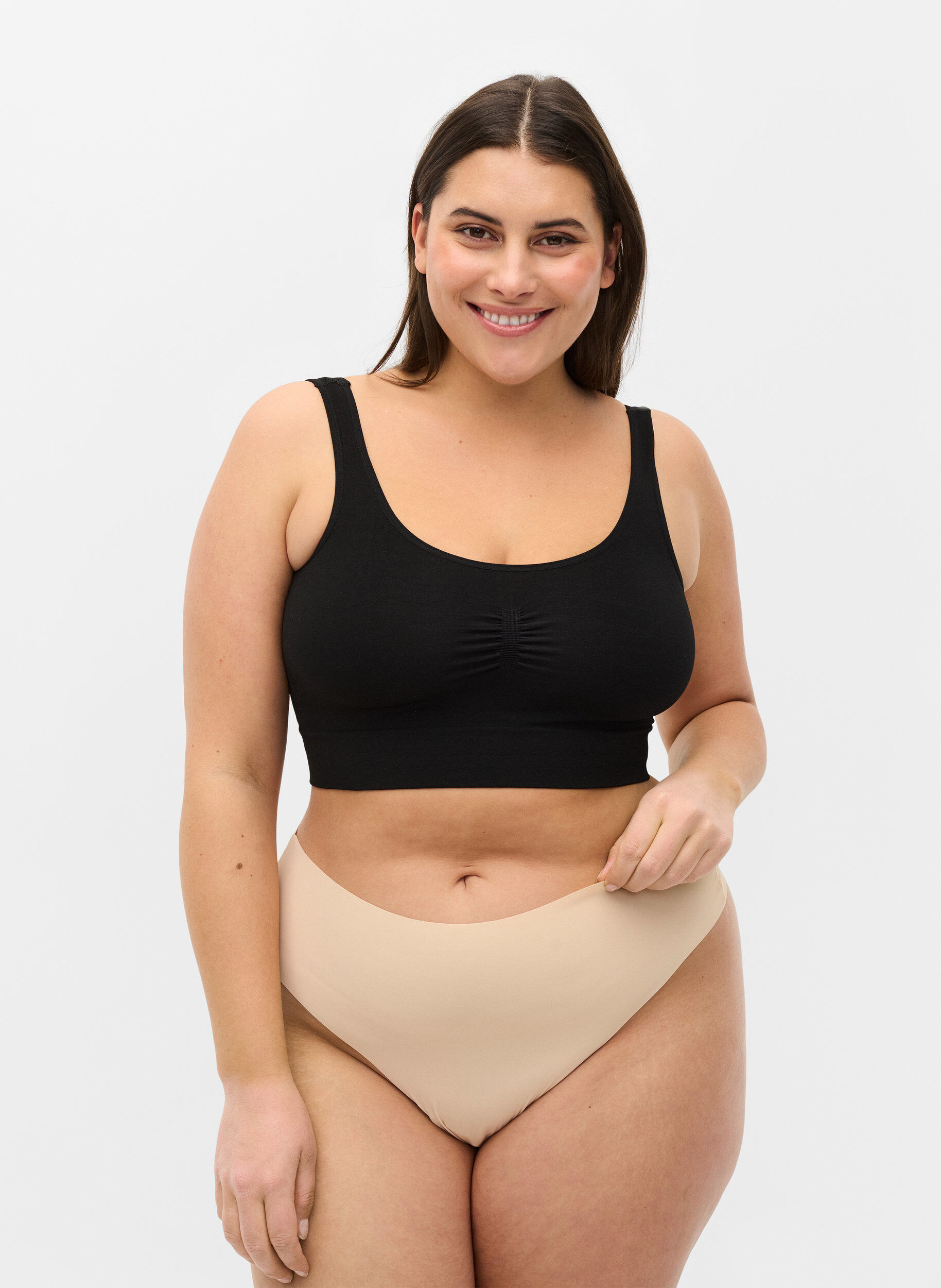 Zizzi 2-pack bezszwowe g-stringi, Beżowy, Model image number 0