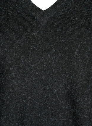 Melanzowy pulower z dekoltem w szpic, Dark Grey Melange, Packshot image number 2