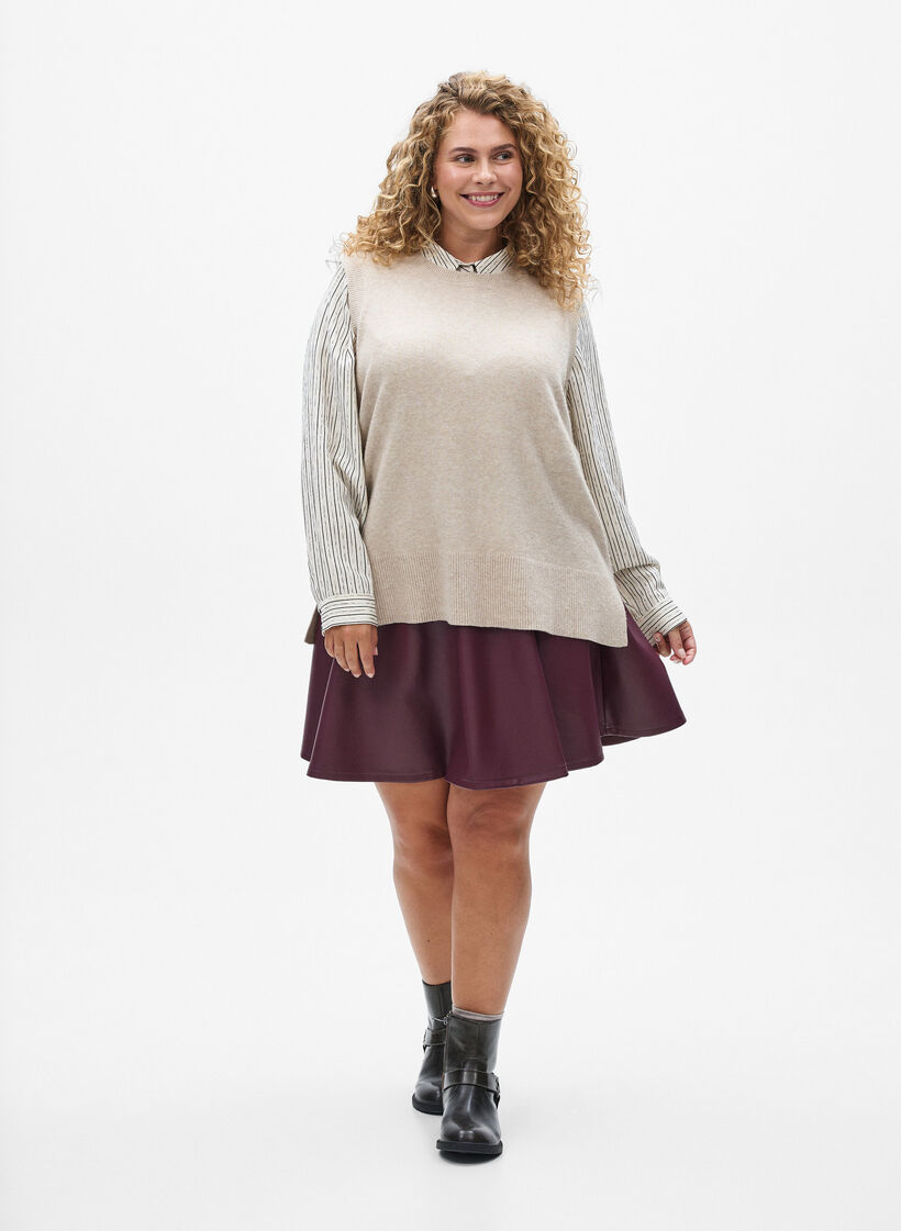 Dzianinowy bezrekawnik ze sciagaczem na brzegach, Beżowy, Model image number 1