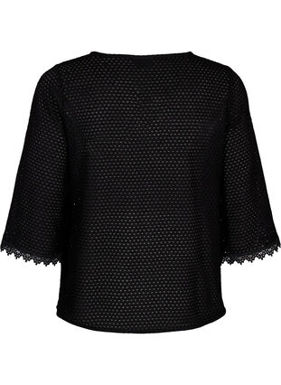 Dzianinowa bluzka z rekawami 3/4, Black, Packshot image number 1