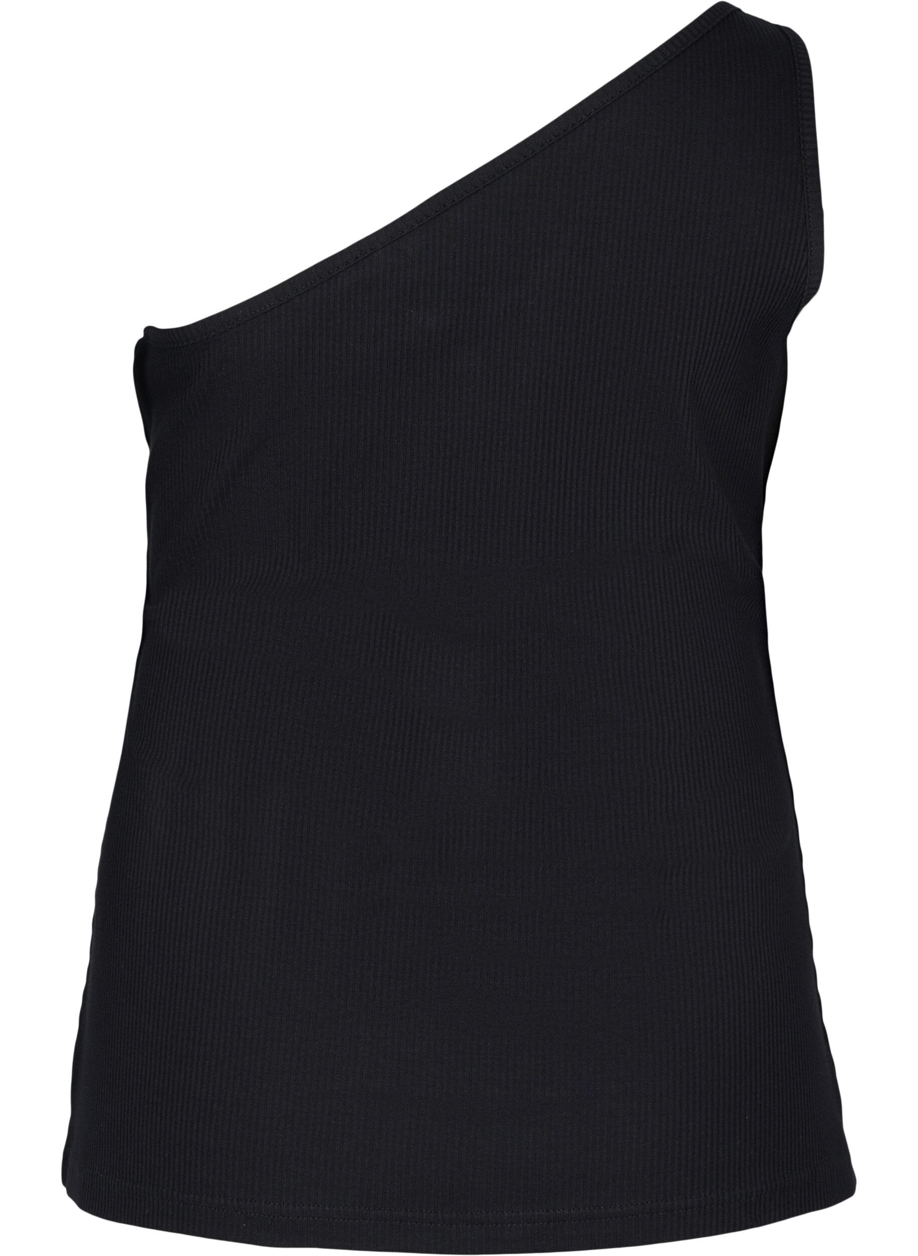 Zizzi Bawelniany top na jedno ramie, Black, Packshot image number 1