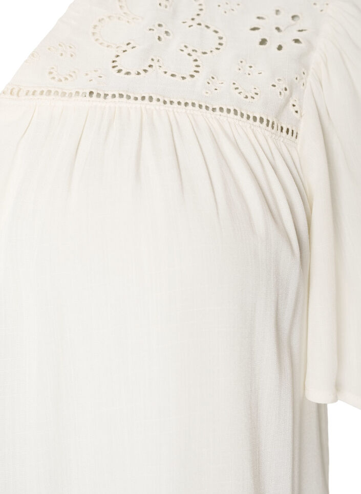 Bluzka z wiskozy z broderie anglaise, Beżowy, Packshot image number 2
