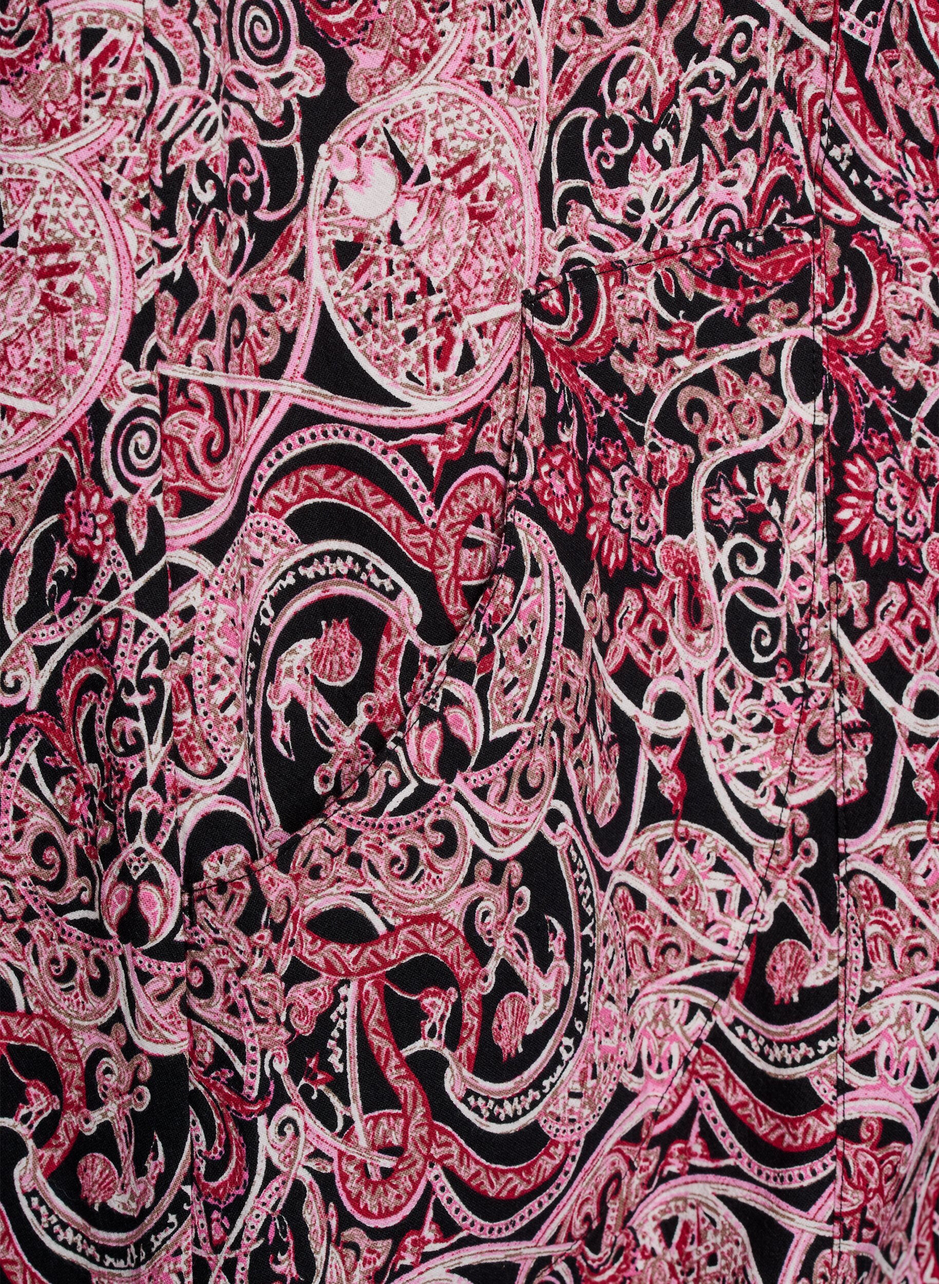 Zizzi Bawelniana sukienka z kr&oacute;tkim rekawem i nadrukiem, Czarne, Packshot image number 3