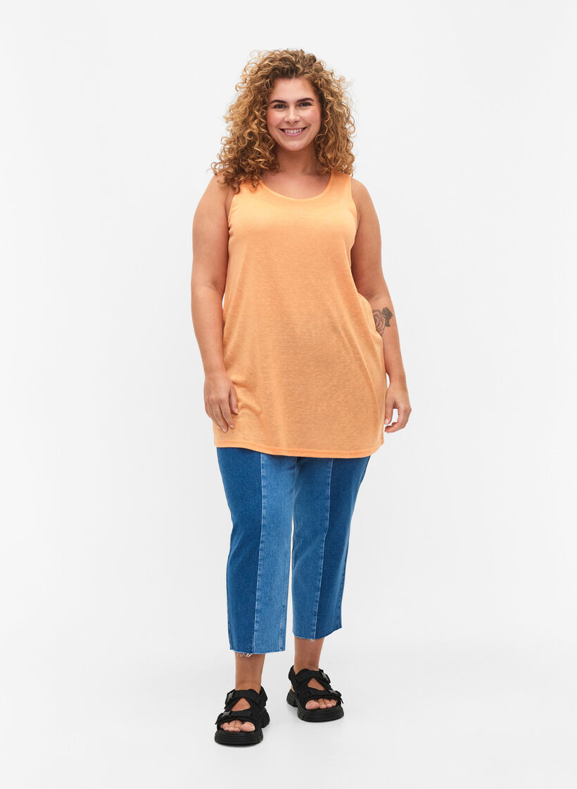 Top ze struktura i okraglym dekoltem, Mock Orange, Model image number 2