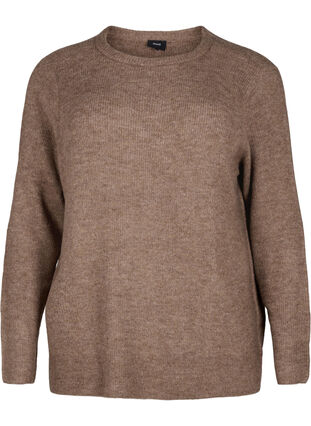 Melanzowy sweter z okraglym dekoltem, Caribou Mel., Packshot image number 0