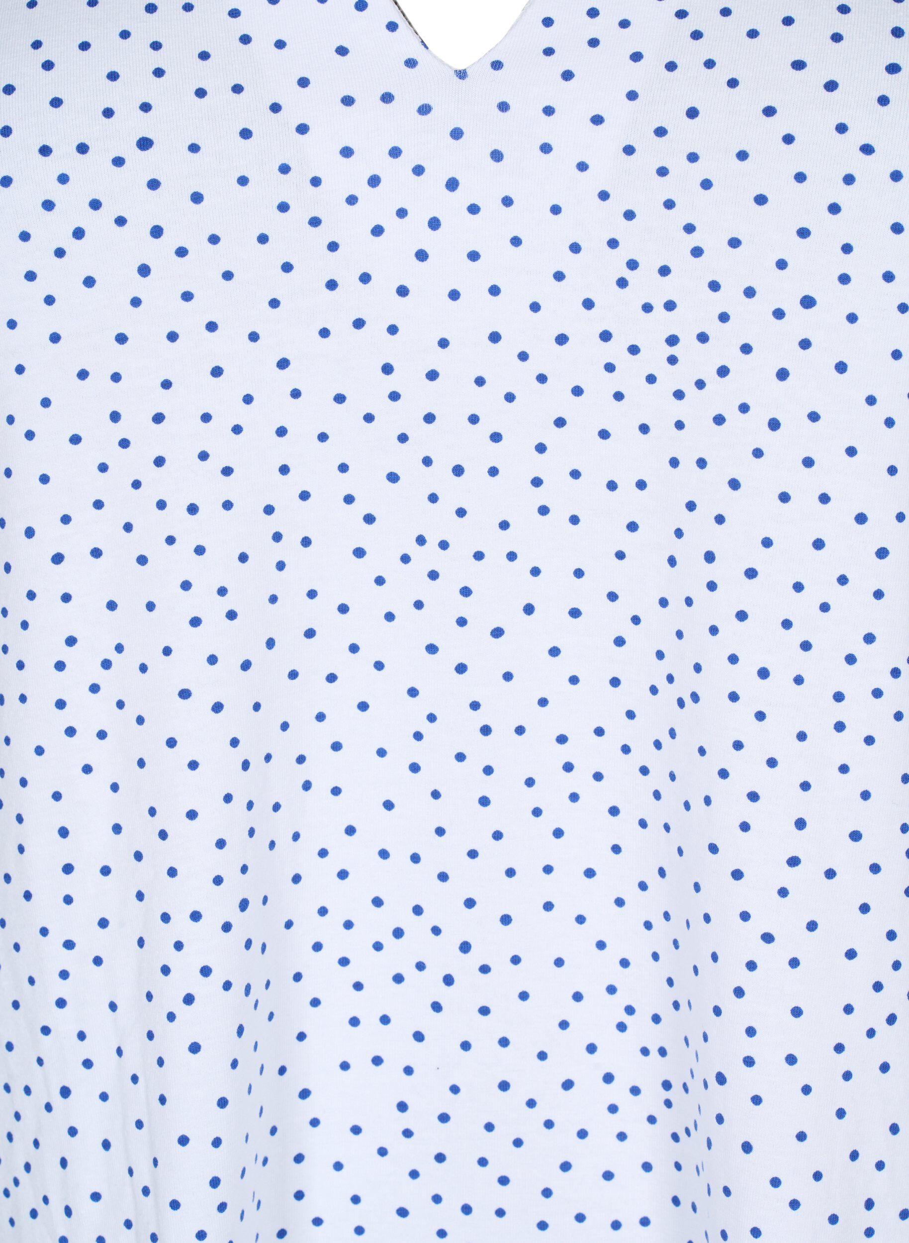 Zizzi Bawelniana koszulka w kropki z dekoltem w szpic, B.White/S.T.W Dot, Packshot image number 2