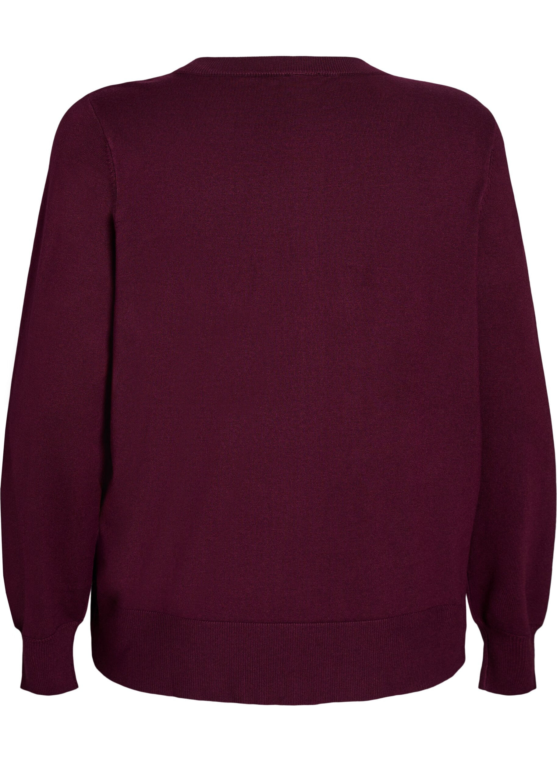 ZizziDzianinowy kardigan z okraglym dekoltem i guzikami, Czerwony, Packshot image number 1