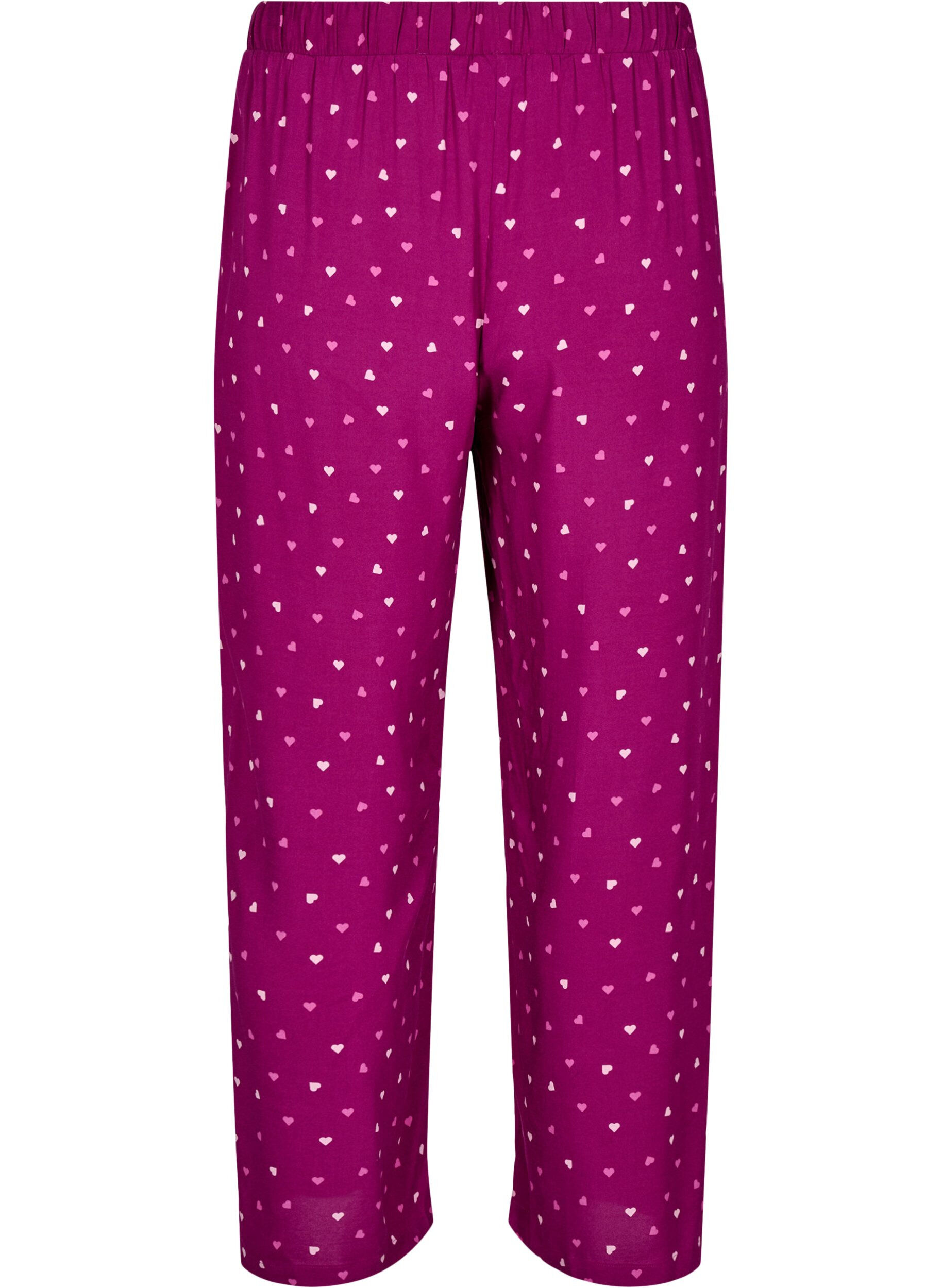 Zizzi Luzne spodnie nocne w serduszka, Boysenberry w. Heart, Packshot image number 1