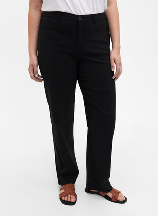 Klasyczne spodnie z mieszanki wiskozy, Black, Model image number 2