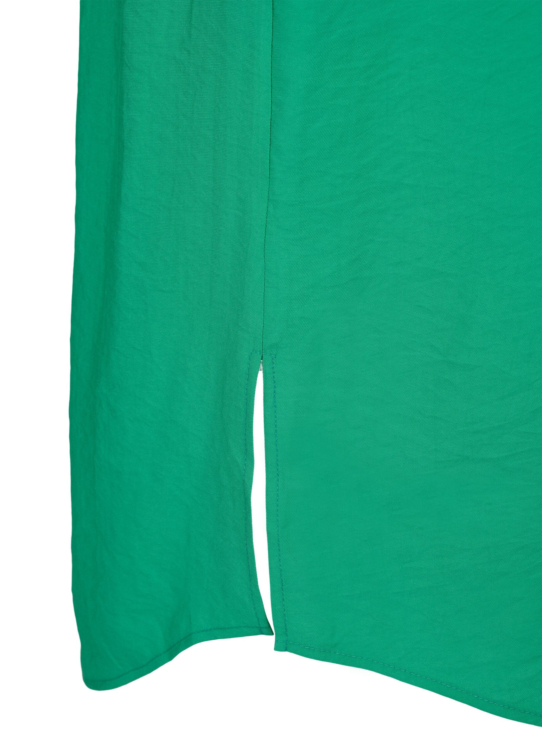 Zizzi Long viscose shirt with slits, Mint, Packshot image number 3
