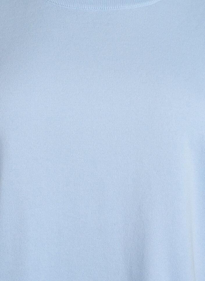 Cienko dzianinowa bluzka z kr&oacute;tkimi rekawami, Niebieskie, Packshot image number 2