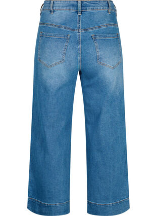 Krótkie jeansy z rozkloszowanymi nogawkami, Blue denim, Packshot image number 1