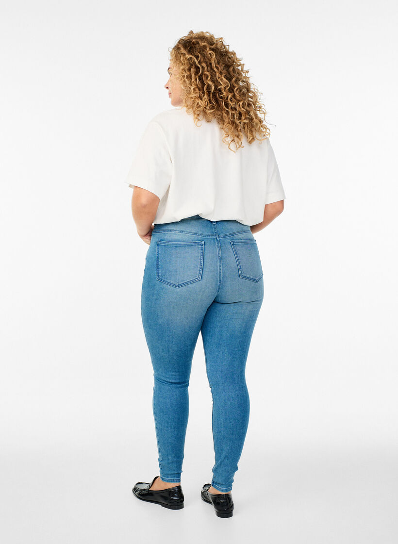 Jeansy Amy super slim z wysokim stanem, Niebieskie, Model image number 1