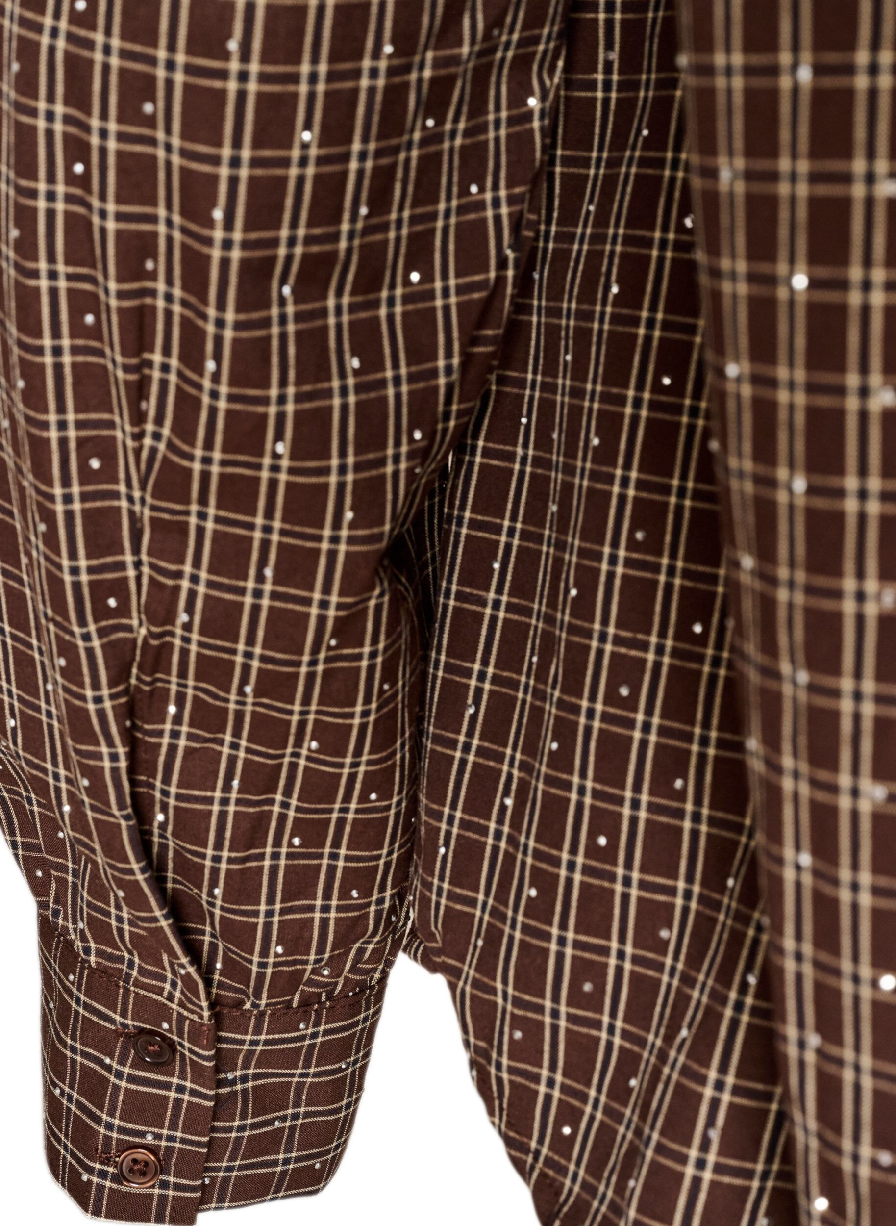 ZizziKoszula w krate z cyrkoniami, Brązowy, Packshot image number 3