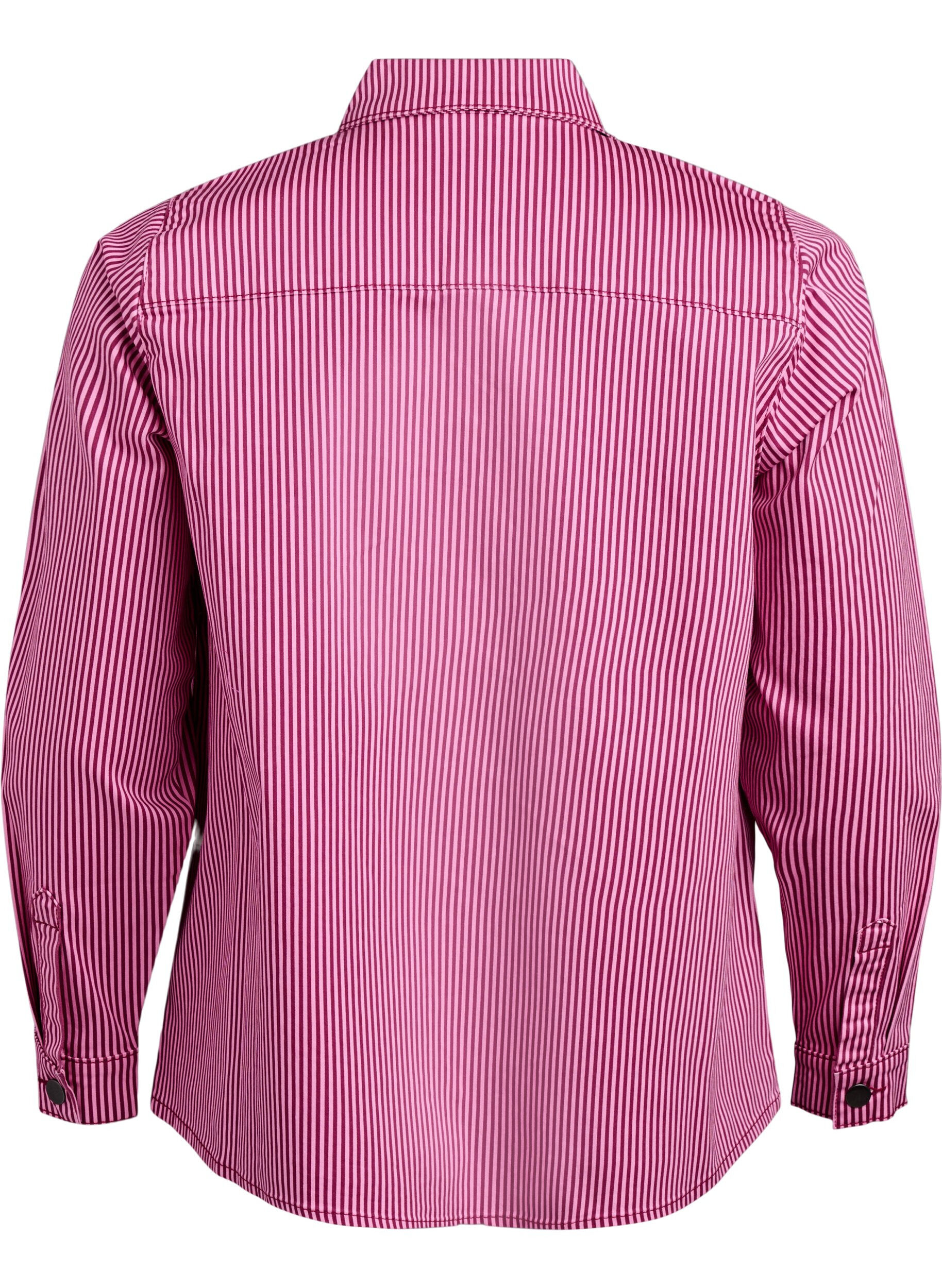 Zizzi Koszula w paski z kieszeniami, Czerwony, Packshot image number 1