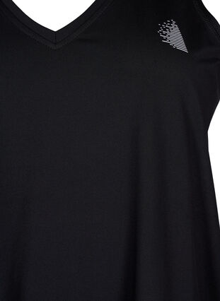 Treningowa koszulka z dekoltem w szpic, Black, Packshot image number 2