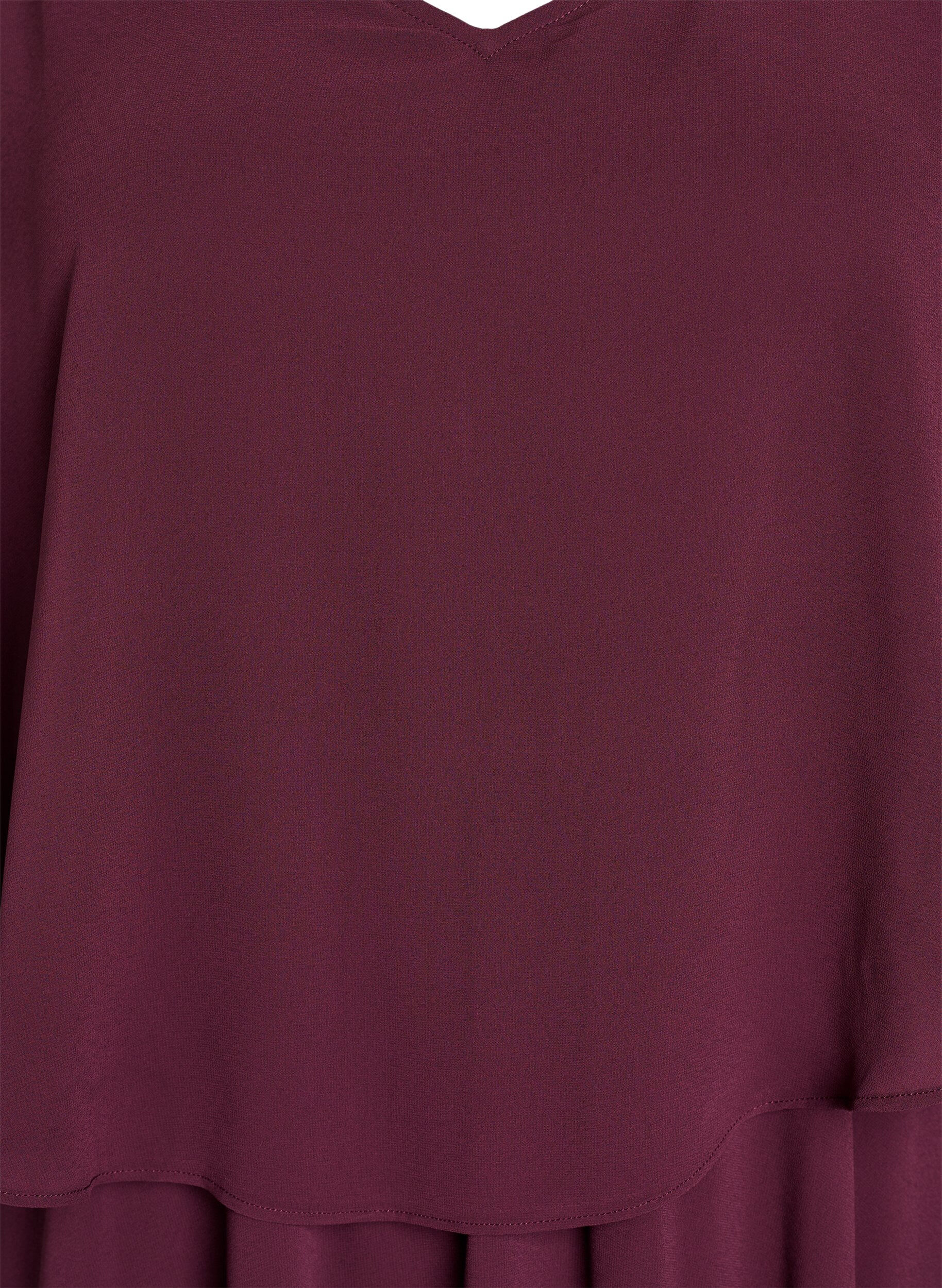 ZizziDluga sukienka o linii trapezu z kr&oacute;tkimi rekawkami, Czerwony, Packshot image number 2