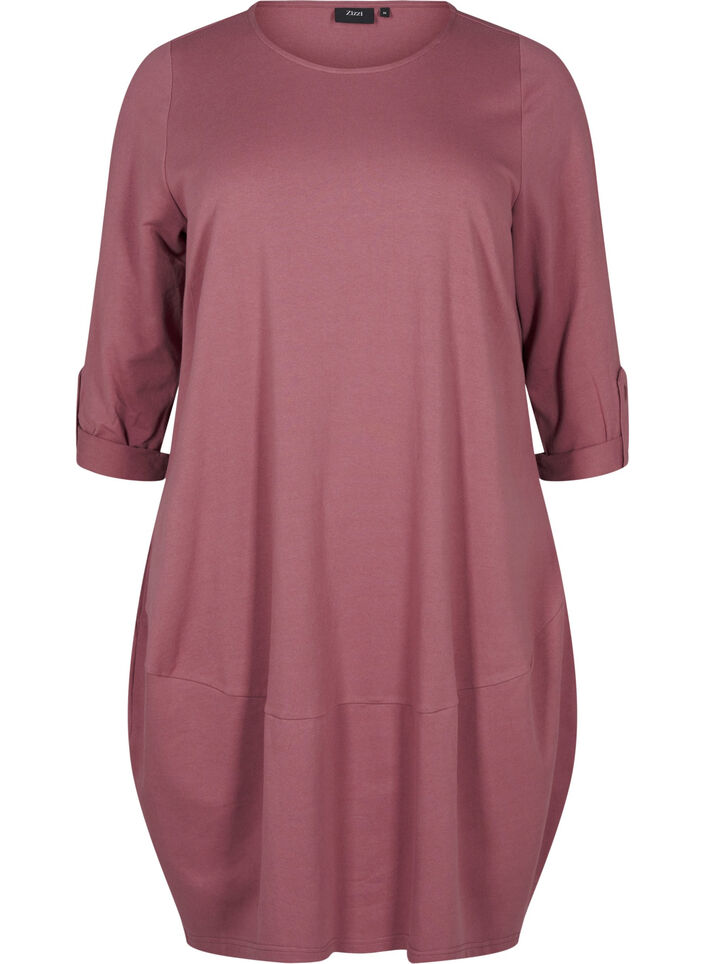 Bawelniana sukienka balonowa z kieszeniami, Różowy, Packshot image number 0