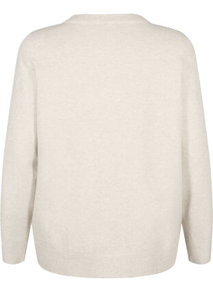 Sweter z dlugim rekawem i okraglym dekoltem, Pumice Stone Mel., Packshot image number 1