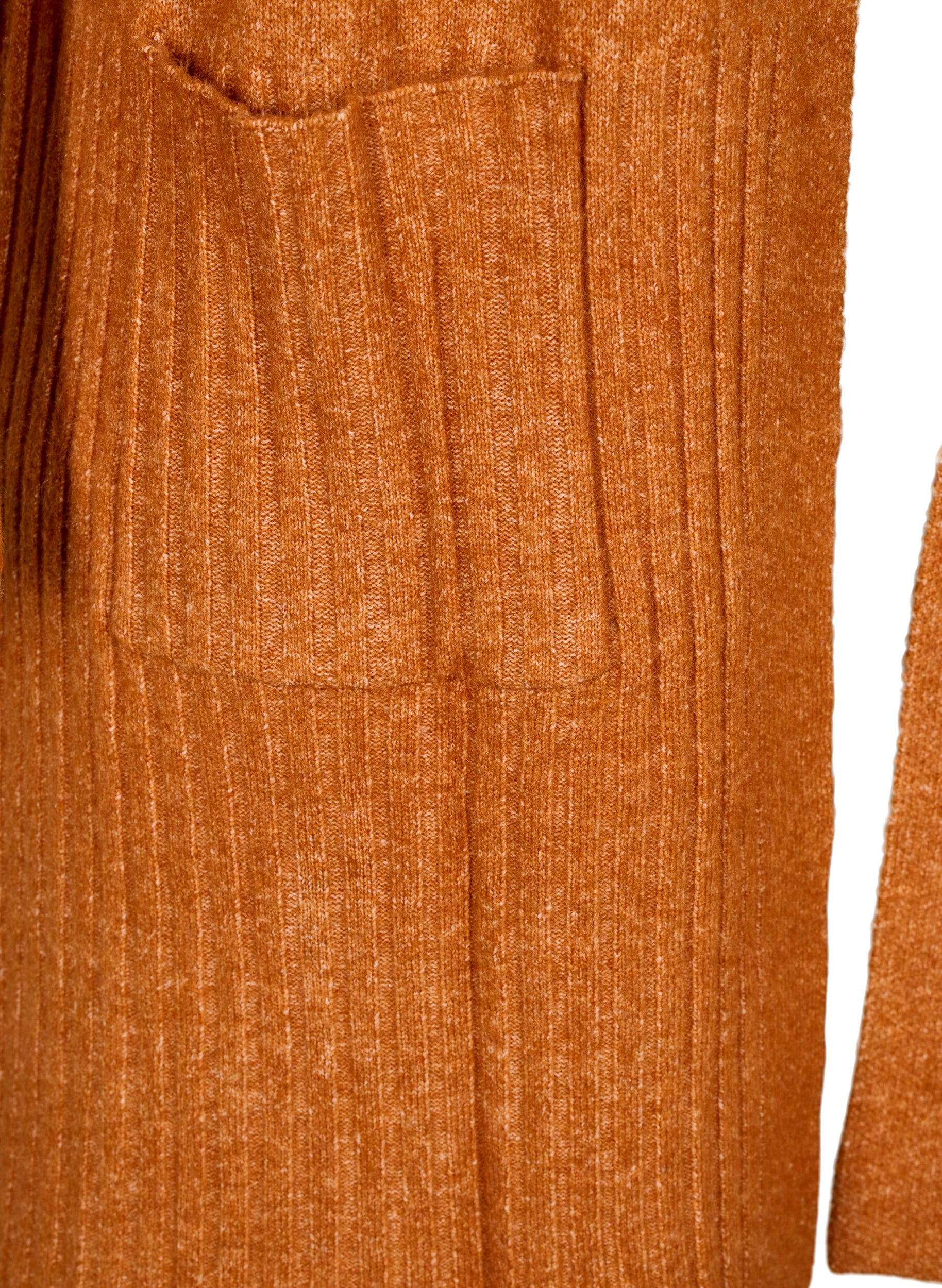 Zizzi Dlugi kardigan z kieszeniami, Autumnal Mel., Packshot image number 3