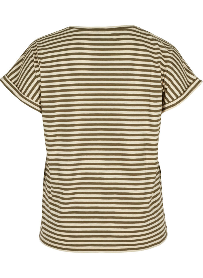 Striped cotton t-shirt, Ivy Green Y/D, Packshot image number 1