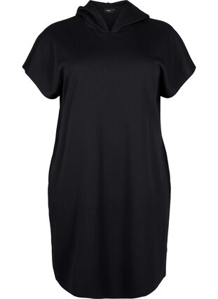 Sukienka dresowa z krótkim rekawem z mieszanki modalu, Black, Packshot image number 0