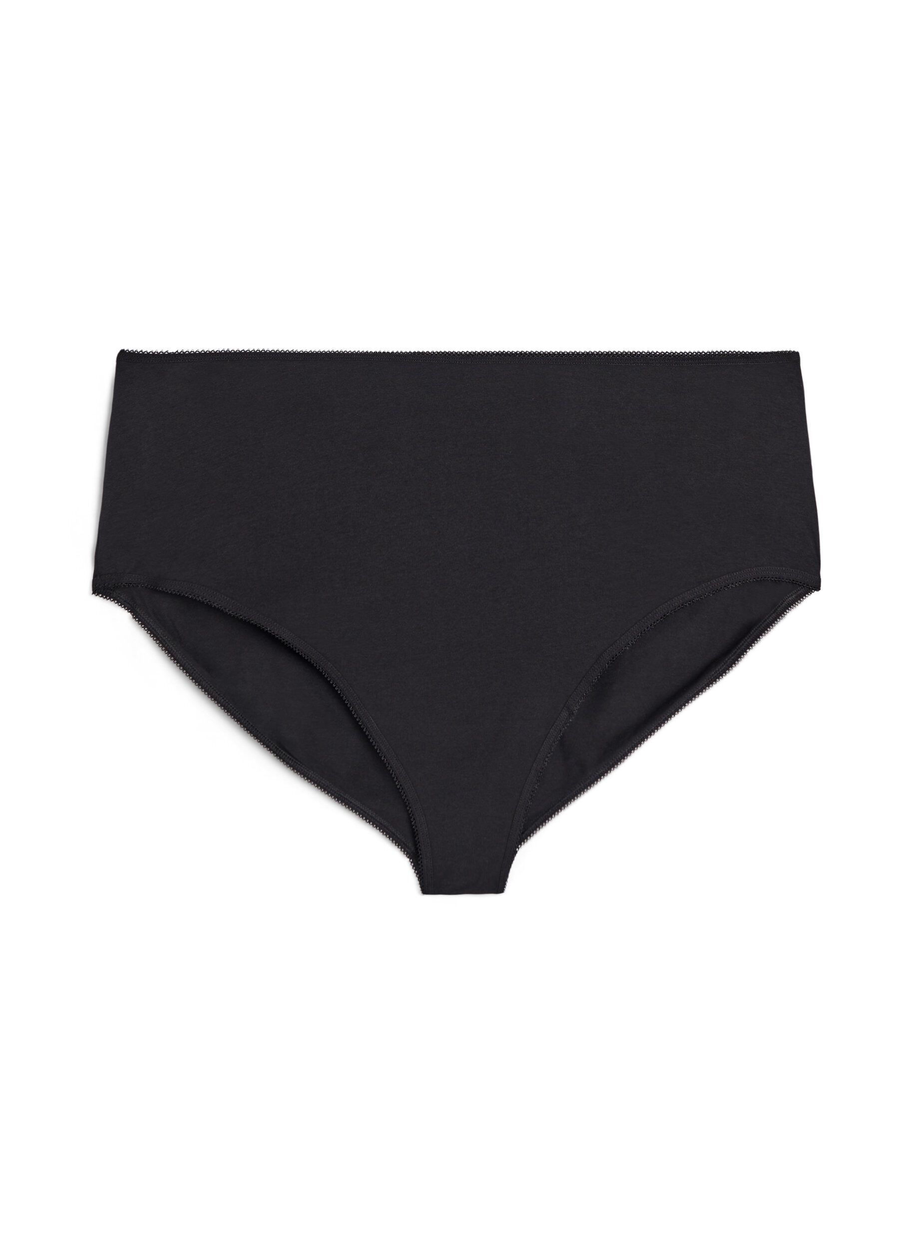 Zizzi3-pack bawelniane figi damskie z normalnym stanem, Czarne, Packshot image number 2