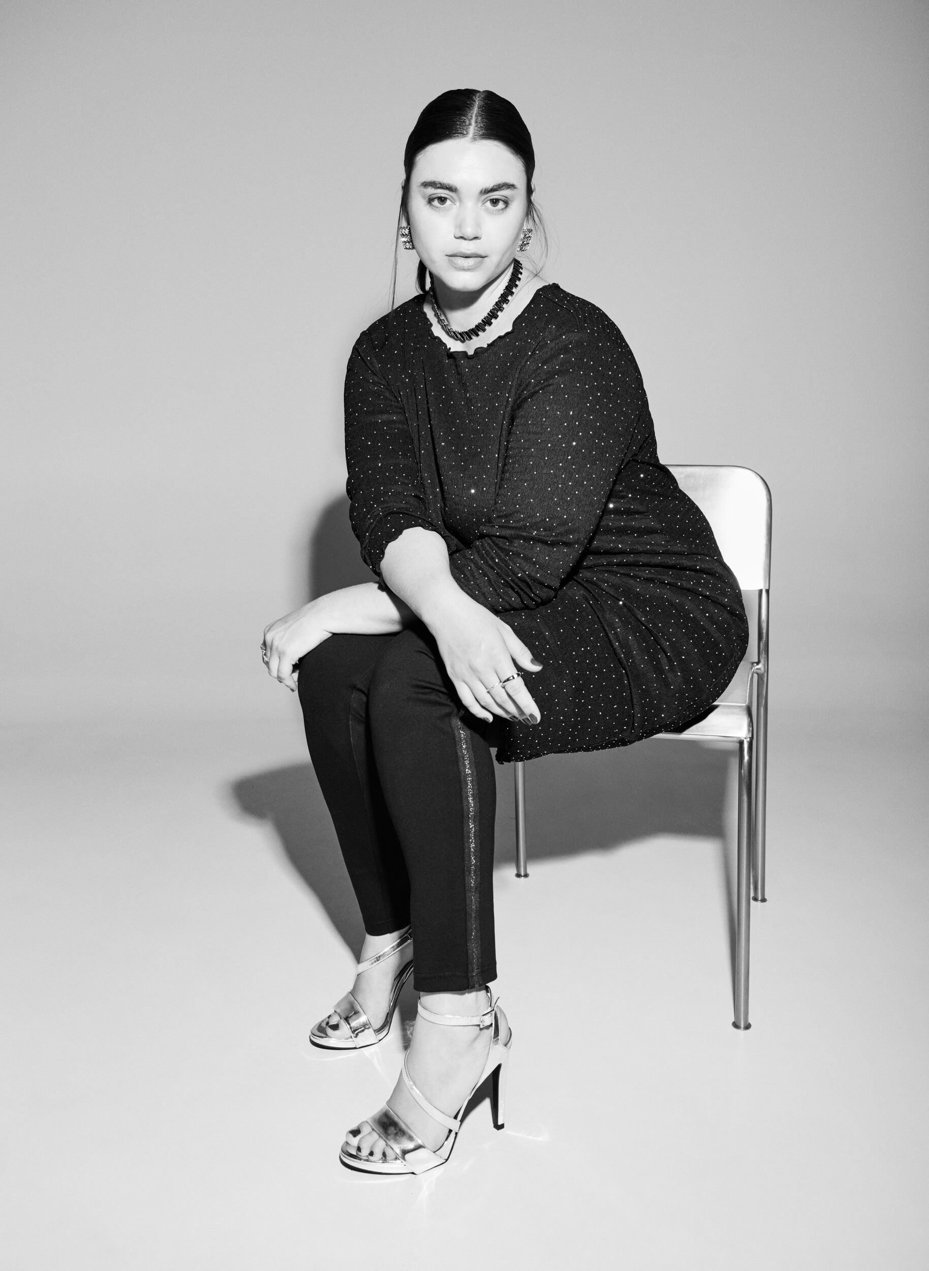 Zizzi Legginsy z brokatowym paskiem i rozcieciami, Czarne, Image image number 0