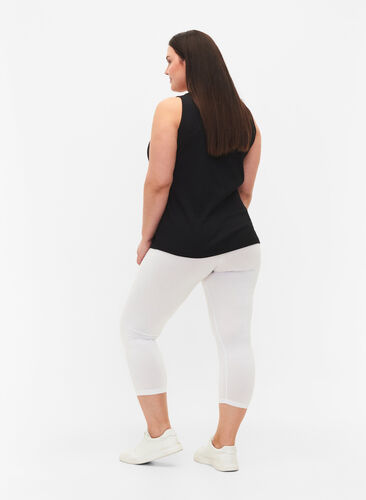 3/4-length wiskozowe legginsy w stylu basic, Bright White, Model image number 1