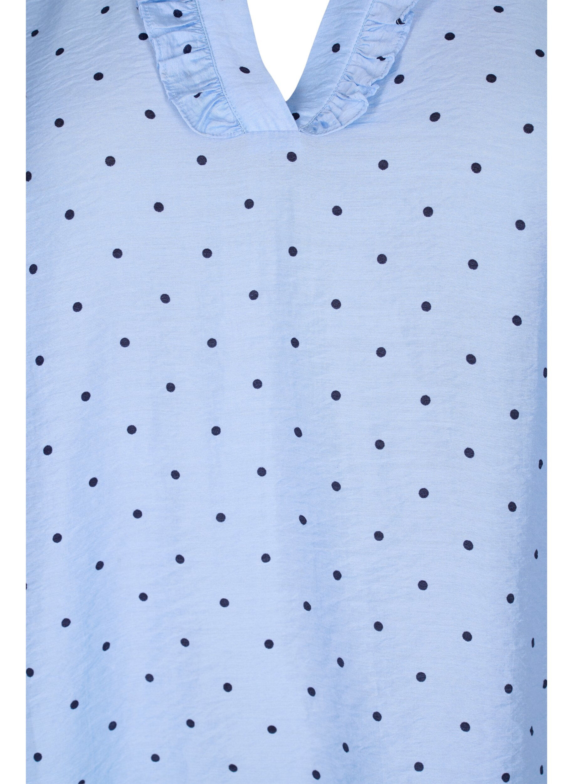 Zizzi 	 Dotted blouse with 3/4 sleeves in viscose material, Light Blue Dot, Packshot image number 2