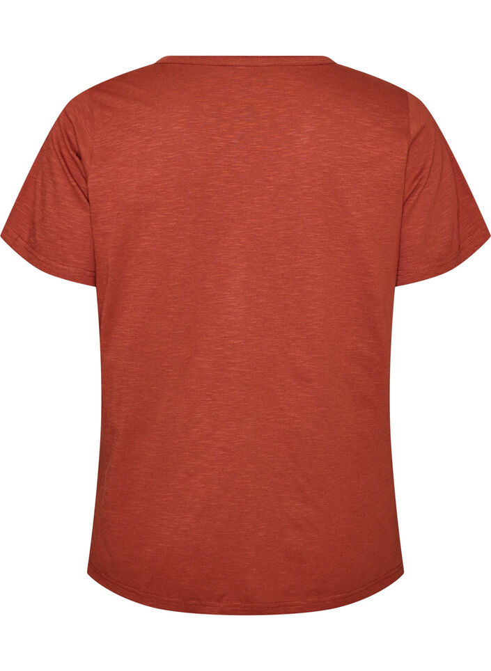 T-shirt z guzikami, Brązowy, Packshot image number 1