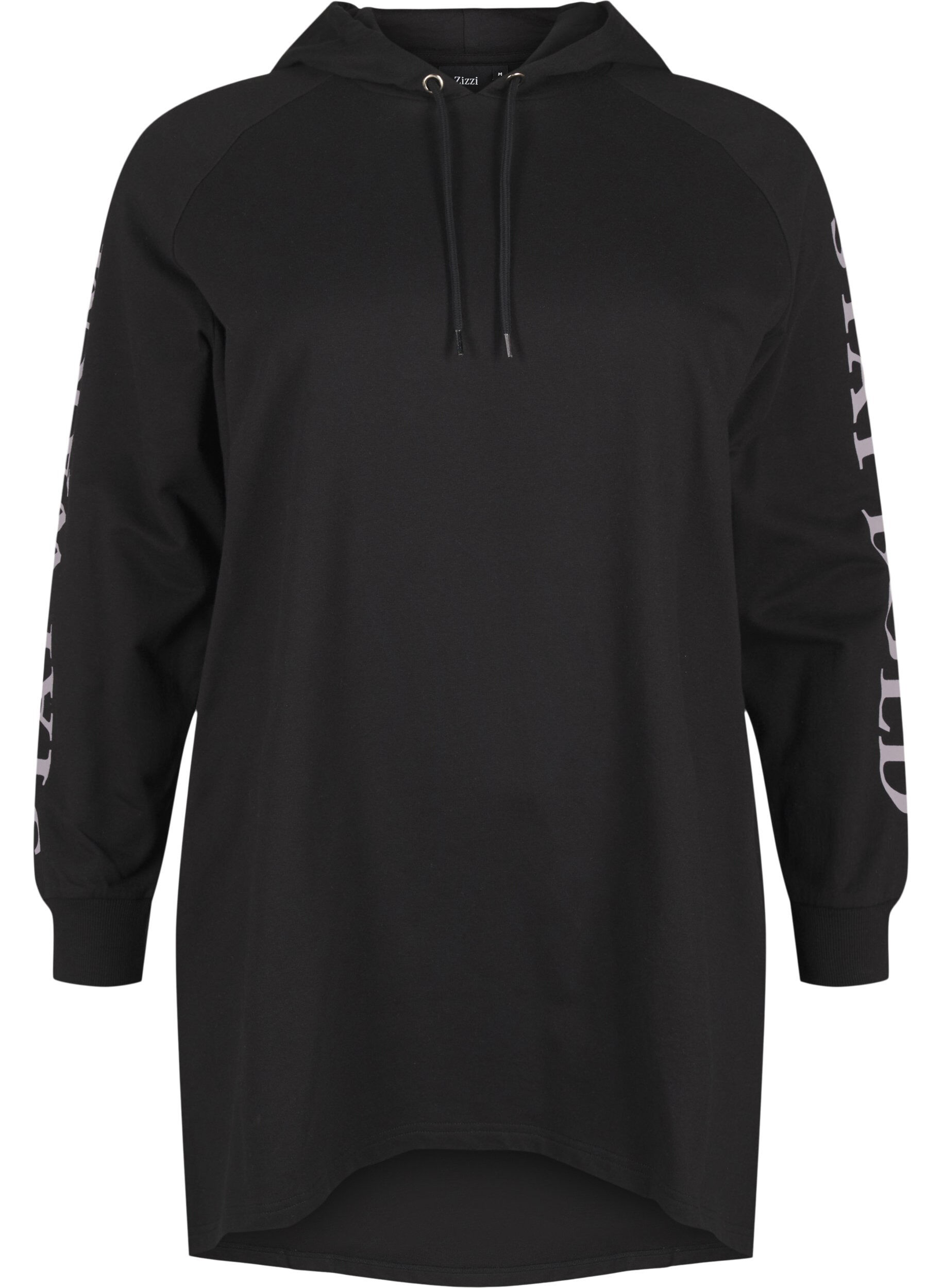 Zizzi Bluza oversize z nadrukiem na rekawach, Black w. Silver, Packshot image number 0