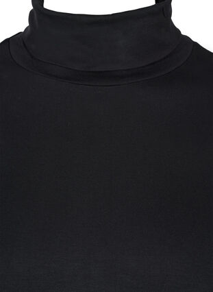 Bawelniana bluzka z dlugimi rekawami i golfem, Solid Black, Packshot image number 2