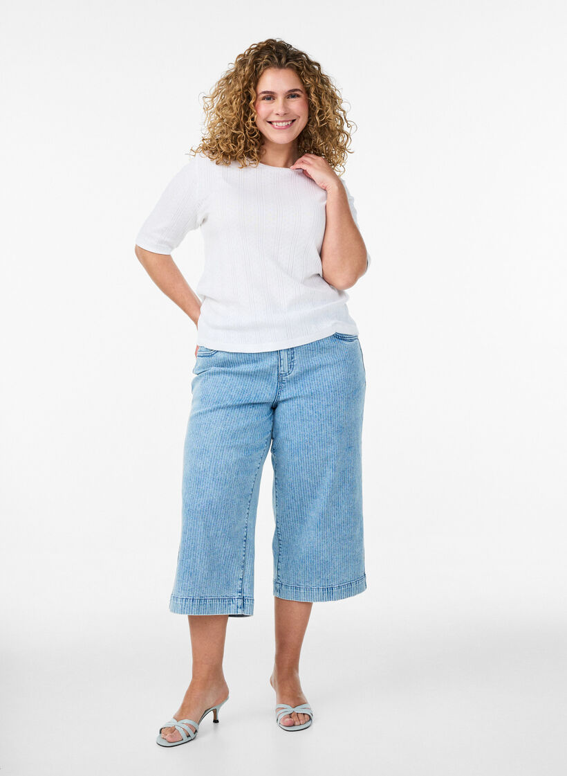 Koszulka bawelniana z haftem oczka, Biały, Model image number 1