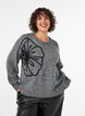 Sweter z aplikacja kwiatowa, Szary, Model image number 0