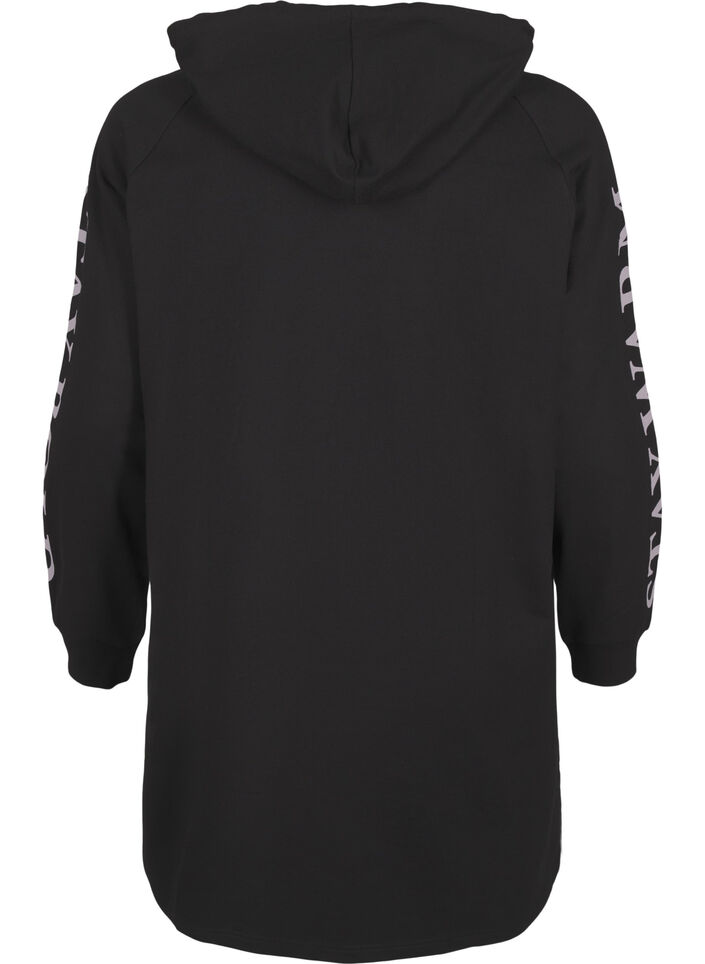 Bluza oversize z nadrukiem na rekawach, Black w. Silver, Packshot image number 1