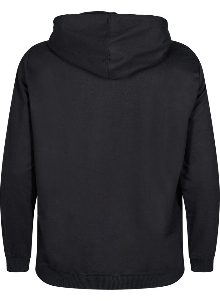 Bluza z kapturem i nadrukiem, Czarne, Packshot image number 1