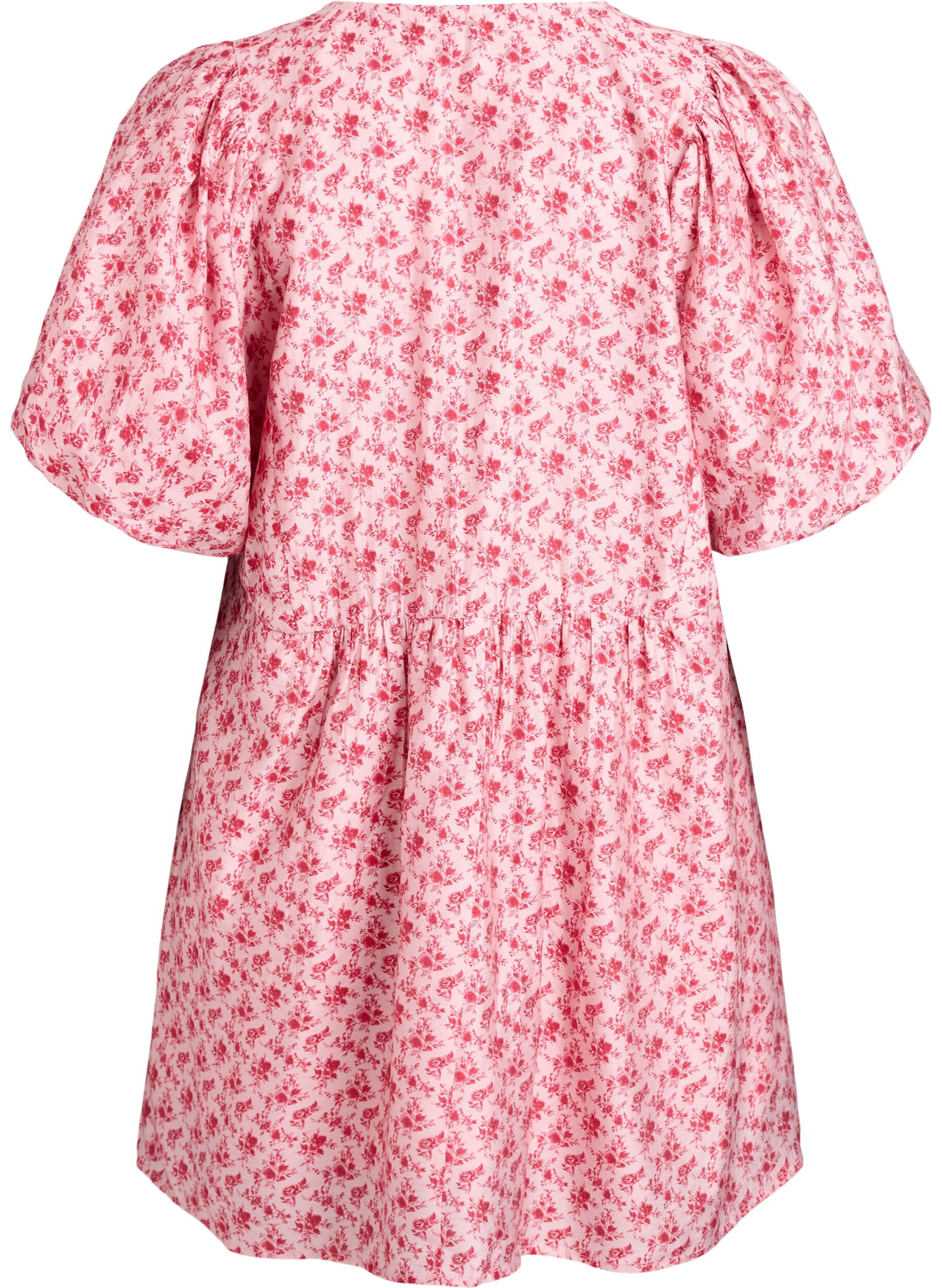 ZizziKr&oacute;tka sukienka z wiskozy o kroju empire z bufiastymi rekawami, Czerwony, Packshot image number 1