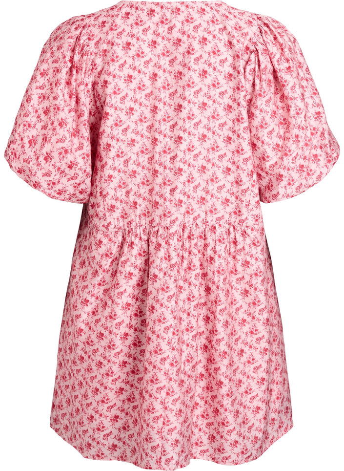 Kr&oacute;tka sukienka z wiskozy o kroju empire z bufiastymi rekawami, Czerwony, Packshot image number 1