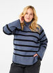 Dzianinowy sweter w paski z golfem, B.Sea w.BlackStripes, Model image number 0
