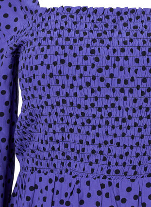 Bluzka z wiskozy w kropki z marszczeniem, R.Blue w. Black Dot, Packshot image number 2