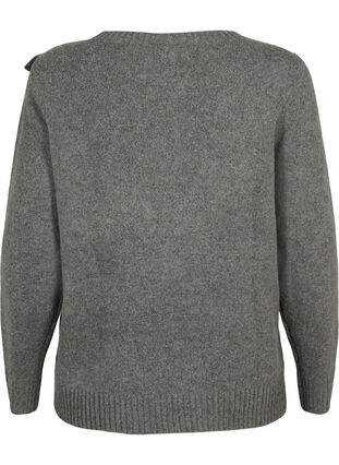 Welniany sweter z dzianiny z falbana, Dark Grey Melange, Packshot image number 1
